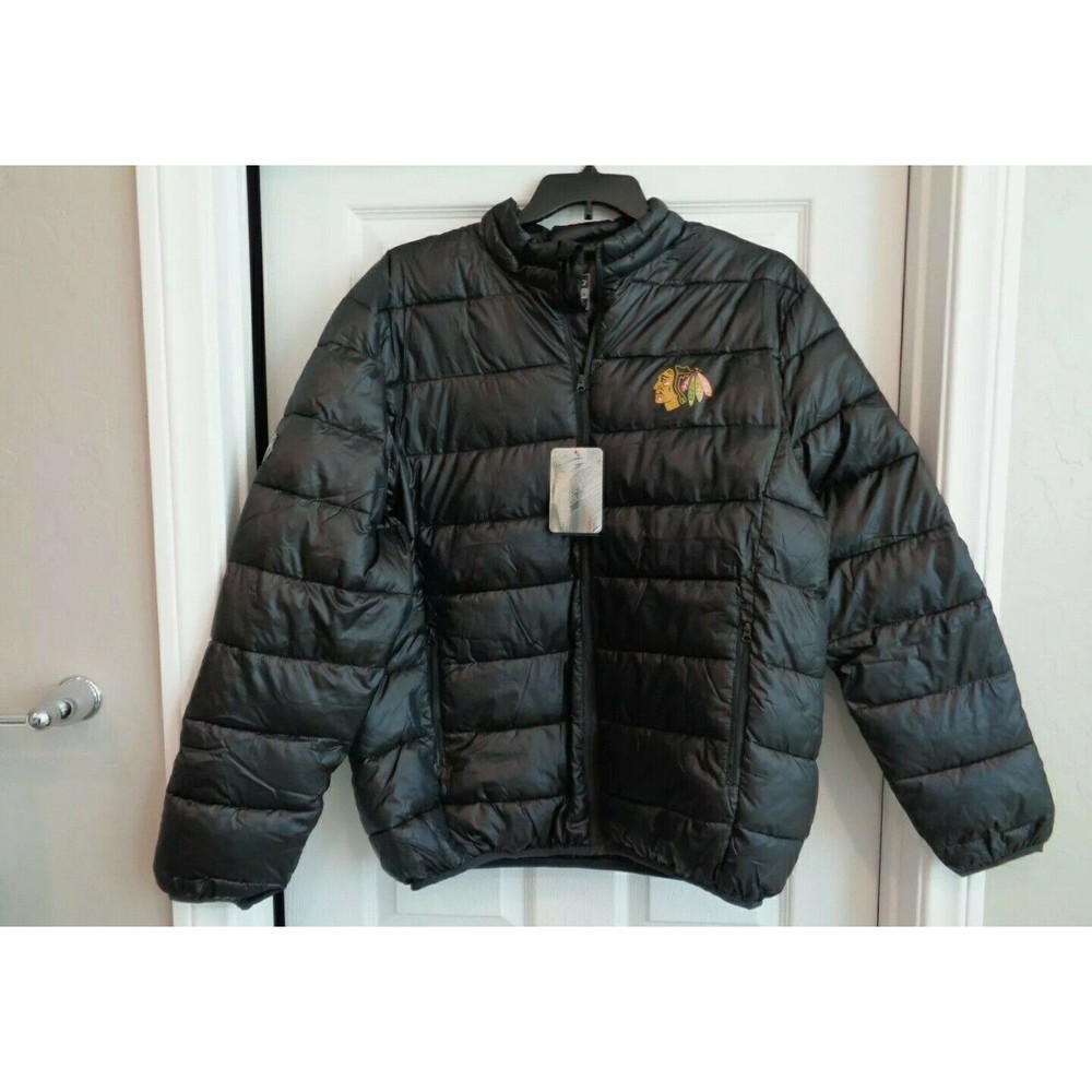 Fanatics Chicago Blackhawks NHL Black Polyester Puffer Jacket, Mens Sz (S)